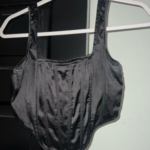 Missguided Black Satin Top